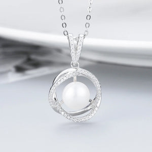 Freshwater Pearl Pendant CZ Flower Necklace
