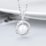 Freshwater Pearl Pendant CZ Flower Necklace