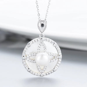 Sterling Silver 9-10mm Pearl Pendant Necklace