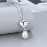 Freshwater Pearl Pendant Necklace with Cubic Zirconia Royal Chain