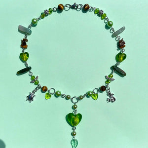 Brown & Green Garden Necklace - Cottagecore Jewelry