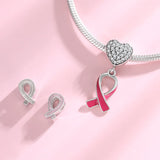Red Ribbon Sterling Silver Diamond Bracelet DIY Beads