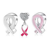 Red Ribbon Sterling Silver Diamond Bracelet DIY Beads
