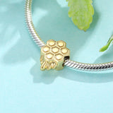 S925 Sterling Silver Gilded Beads Pendant Bee Honeycomb Bracelet Accessories