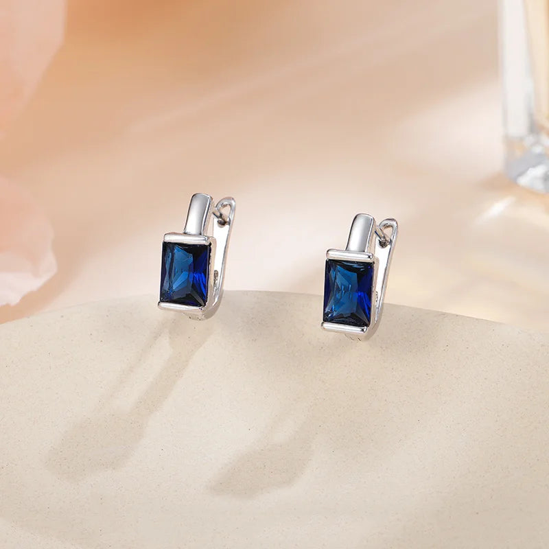 Classic MultiColor Zirconia Stud Earrings for Women Red Green Small Earrings