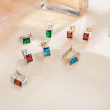Classic MultiColor Zirconia Stud Earrings for Women Red Green Small Earrings
