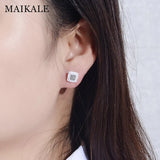 Classic Ceramic AAA CZ Silver Stud Earrings Gift for Women