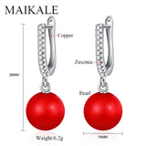 Wild Stud Earring With Pearl Zirconia Round Pearl Long Earrings For Women