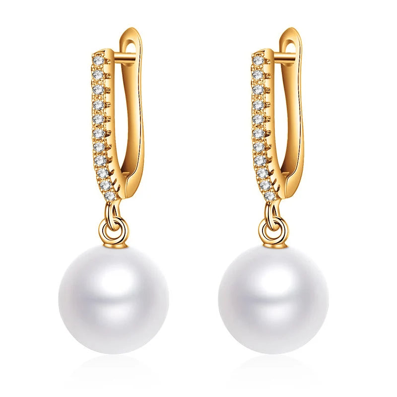 Wild Stud Earring With Pearl Zirconia Round Pearl Long Earrings For Women