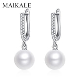 Wild Stud Earring With Pearl Zirconia Round Pearl Long Earrings For Women