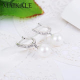 Wild Stud Earring With Pearl Zirconia Round Pearl Long Earrings For Women