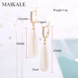 Pearl Water Drop CZ Earrings Hypoallergenic Women
