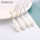 Pearl Water Drop CZ Earrings Hypoallergenic Women