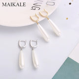 Pearl Water Drop CZ Earrings Hypoallergenic Women
