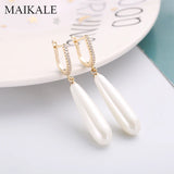 Pearl Water Drop CZ Earrings Hypoallergenic Women