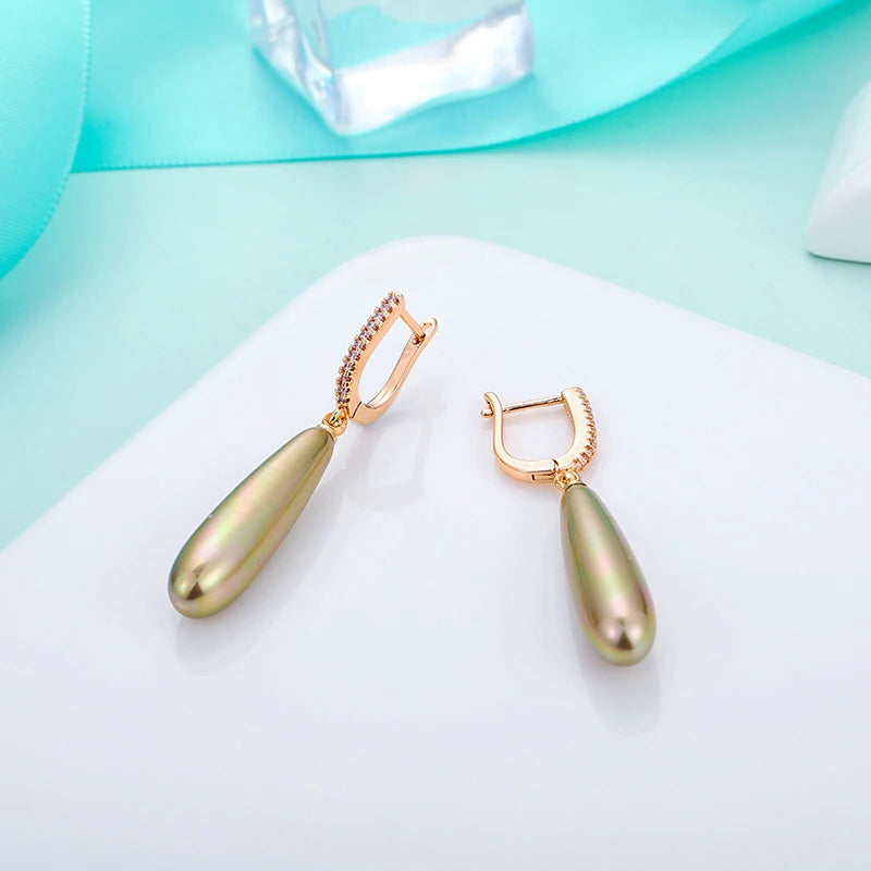 Pearl Water Drop CZ Earrings Hypoallergenic Women