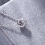 925 Silver Necklace CZ Round Circle Pendant for Women Girls