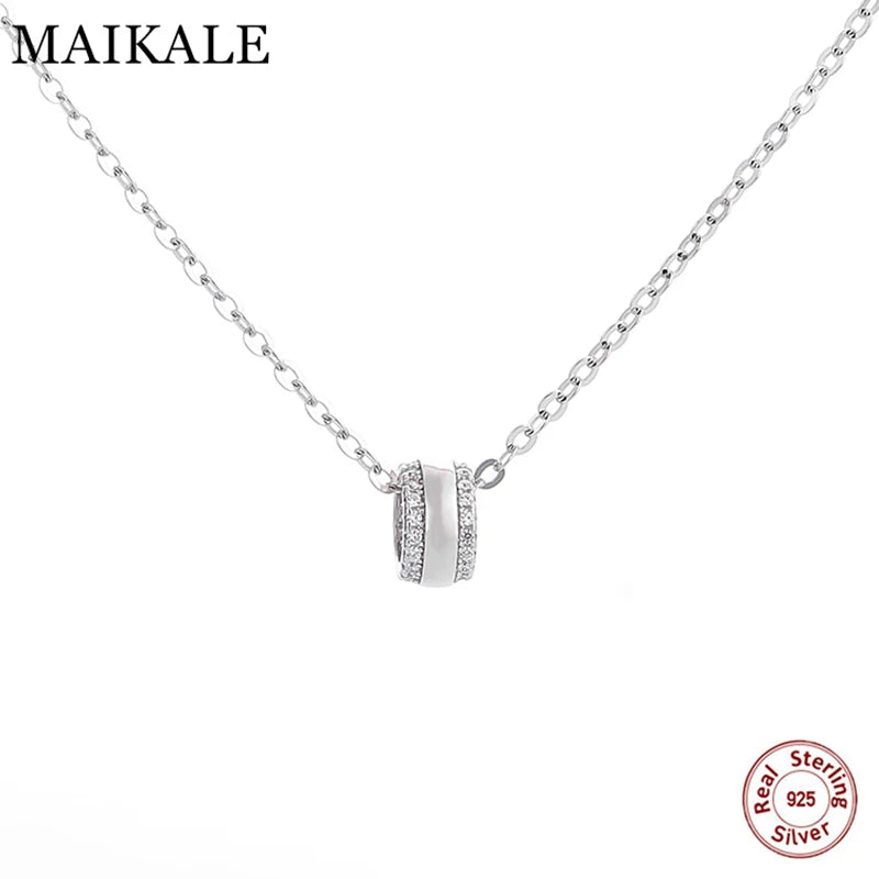 925 Silver Necklace CZ Round Circle Pendant for Women Girls