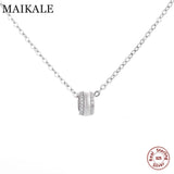 925 Silver Necklace CZ Round Circle Pendant for Women Girls