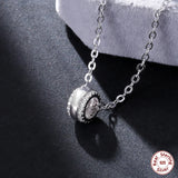 925 Silver Necklace CZ Round Circle Pendant for Women Girls