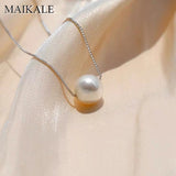 925 Silver Necklace with Freshwater Pearl Charm Pendant