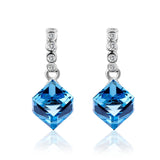 925 Silver Square Crystal Stud Earrings for Women