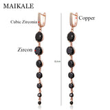 Rose CZ Zirconia Tassel Earrings for Women - Fine Jewelry Dangle Earrings