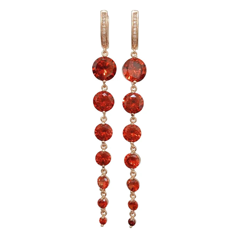 Rose CZ Zirconia Tassel Earrings for Women - Fine Jewelry Dangle Earrings