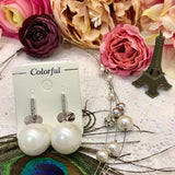 Pearl Ball Earring Silver CZ Drop Earrings