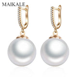 Pearl Ball Earring Silver CZ Drop Earrings