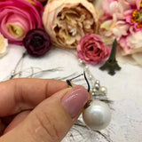 Pearl Ball Earring Silver CZ Drop Earrings