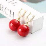 Pearl Ball Earring Silver CZ Drop Earrings