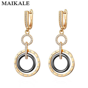 Ceramic & Copper Zirconia Drop Earrings for Women