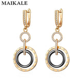 Ceramic & Copper Zirconia Drop Earrings for Women