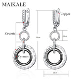 Ceramic & Copper Zirconia Drop Earrings for Women