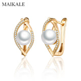Silver Pearl Earrings Zirconia Stud Jewelry