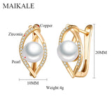 Silver Pearl Earrings Zirconia Stud Jewelry