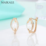 Silver Pearl Earrings Zirconia Stud Jewelry