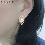 Silver Pearl Earrings Zirconia Stud Jewelry