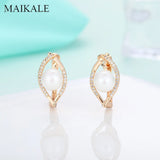 Silver Pearl Earrings Zirconia Stud Jewelry
