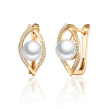 Silver Pearl Earrings Zirconia Stud Jewelry