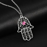 18K Gold Plated Hamsa Hand Necklace Evil Eye Fatma Hand Boho Jewelry