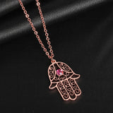 18K Gold Plated Hamsa Hand Necklace Evil Eye Fatma Hand Boho Jewelry