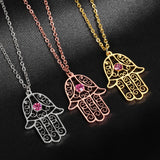 18K Gold Plated Hamsa Hand Necklace Evil Eye Fatma Hand Boho Jewelry
