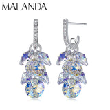 925 Silver Long Drop Crystal Dangle Earrings For Women