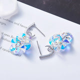 925 Silver Long Drop Crystal Dangle Earrings For Women