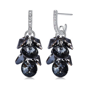 925 Silver Long Drop Crystal Dangle Earrings For Women