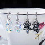 925 Silver Long Drop Crystal Dangle Earrings For Women
