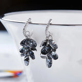 925 Silver Long Drop Crystal Dangle Earrings For Women