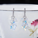 925 Silver Long Drop Crystal Dangle Earrings For Women